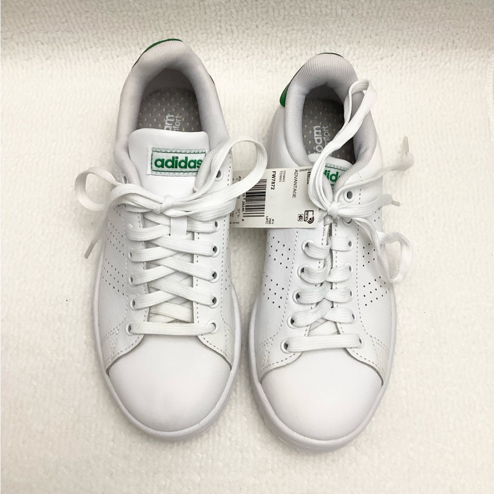 New Adidas advantage Classic White and Green sneaker Shoes size 6 - Picture 6 of 9